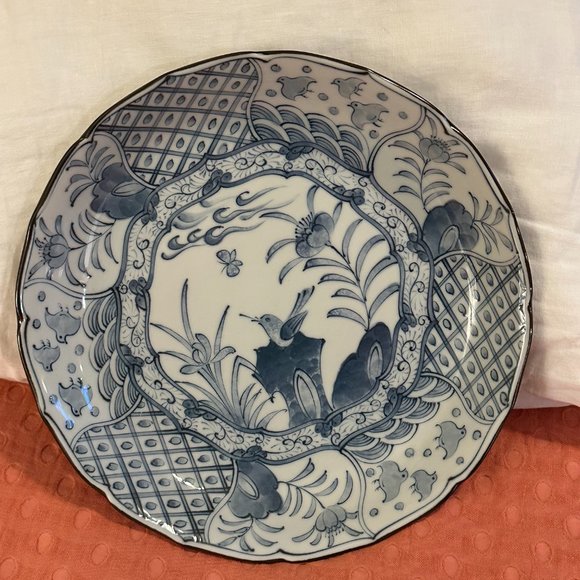 Blue and white botanical motif plate - Picture 2 of 6